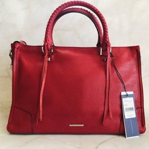 NWT Rebecca Minkoff Regan Medium Satchel Crossbody Fringe Tote in Scarlet